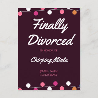 Personalised Purple Divorce Invitation Party Card