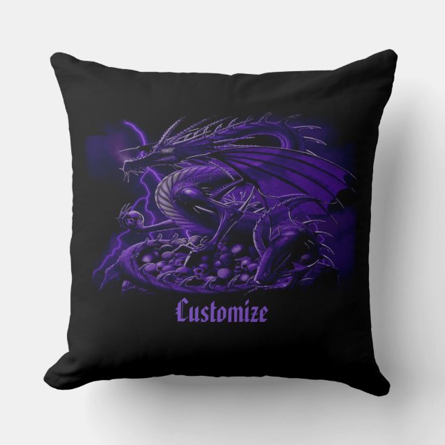 Personalised Purple Dragon Cushion (Front)