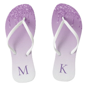 Personalised Purple Dripping Glitter Thongs