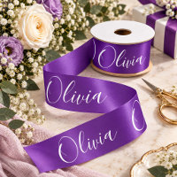 Personalised Purple Elegant Name Satin