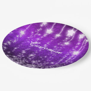 Personalised Purple Falling Stars Holiday Plates