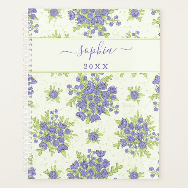 Personalised Purple Floral 2024 2025 Elegant  Planner (Front)