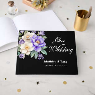 Personalised Purple Floral Bouquet Wedding Guest Book