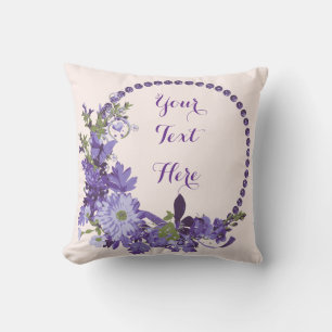 Personalised Purple Floral  Cushion