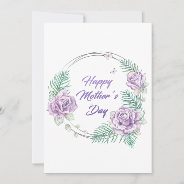 Personalised Purple Floral Happy Mother's Day Card (Front)