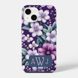 Personalised Purple Floral iPhone Case