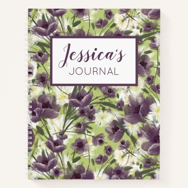 Personalised Purple Floral Journal Notebook (Front)