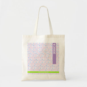 Personalised Purple Floral Name  Tote Bag