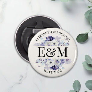 Personalised Purple Floral Wedding Favour Bottle Opener