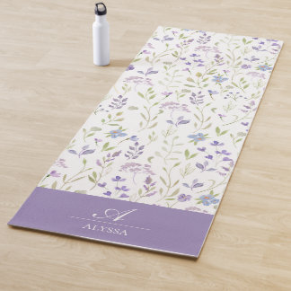 Personalised Purple Floral Yoga Mat