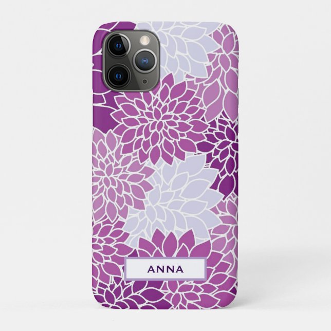 Personalised Purple Flower Pattern iPhone Case (Back)