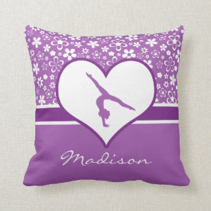 Personalised Purple Flowers Pattern Gymnastics Cushion