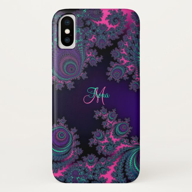 Personalised Purple Fractal iPhone X Case (Back)