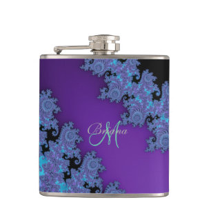 Personalised Purple Fractal Monogram Flask