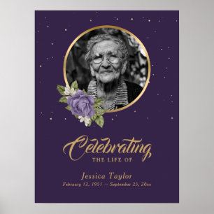 Personalised Purple Funeral Photo Welcome Sign