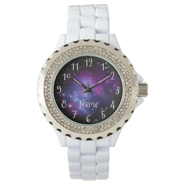 Personalised Purple Galaxy Space Photo Watch (Front)