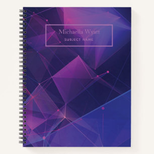 Personalised Purple Geometric Graph Paper Notebook