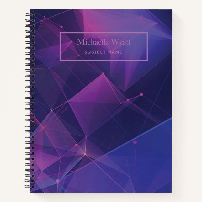 Personalised Purple Geometric Graph Paper Notebook (Front)