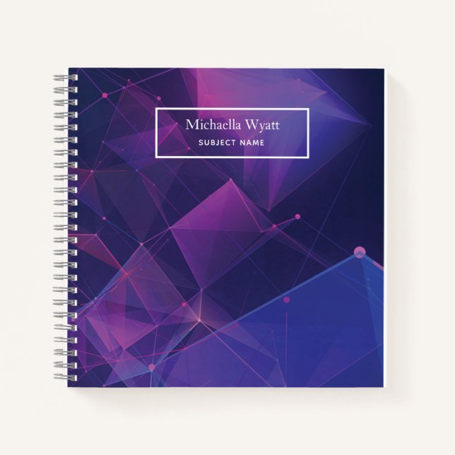 Personalised Purple Geometric Simple Modern Notebook (Front)