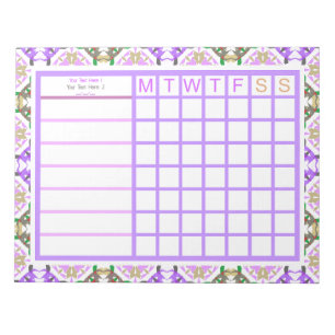 Personalised Purple Girly Weekly Planner Organiser Notepad
