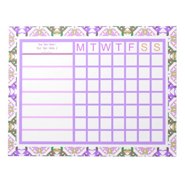 Personalised Purple Girly Weekly Planner Organiser Notepad (Front)