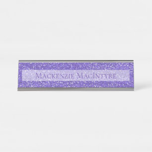 Personalised Purple Glitter   Chic Sparkle Desk Name Plate