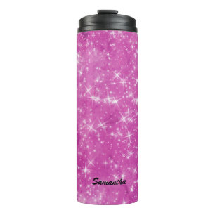 Personalised Purple Glitter Custom Name Thermal Tumbler
