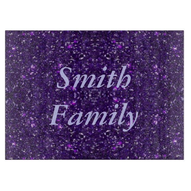 Personalised Purple Glitter Cutting Board (Front)