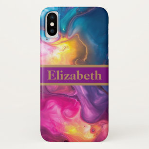 Personalised Purple Glitter Faux Foil Confetti iPhone X Case