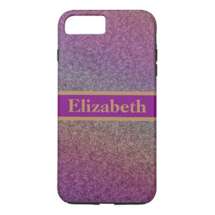 Personalised Purple Glitter Faux Foil Confetti iPhone 8 Plus/7 Plus Case