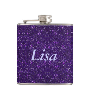Personalised Purple Glitter Flask