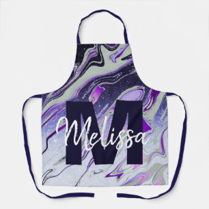 Personalised Purple glitter marble Apron