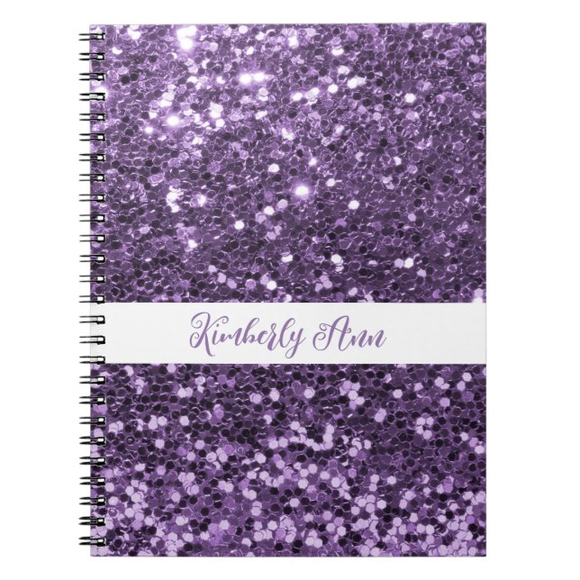 Personalised Purple Glitter Notebook (Front)