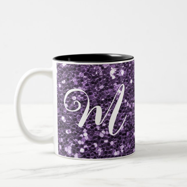  Personalised Purple Glitter Two-Tone Coffee Mug (Left)