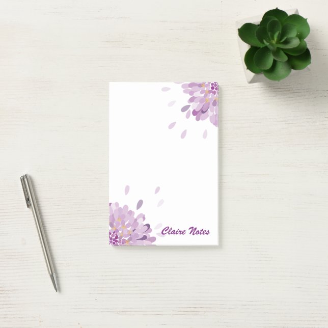 Personalised Purple Globe Flower Post-it Notes (Office)