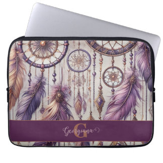 Personalised Purple & Gold Boho Dreamcatchers Laptop Sleeve