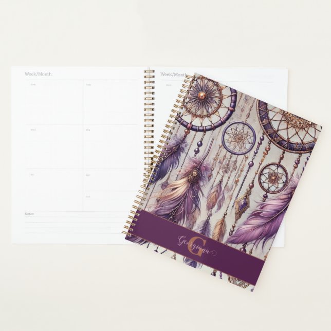 Personalised Purple & Gold Boho Dreamcatchers Planner (Display)