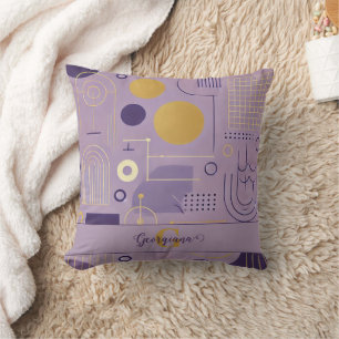 Personalised Purple & Gold Scandinavian Minimalist Cushion