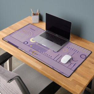 Personalised Purple & Gold Scandinavian Minimalist Desk Mat