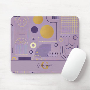 Personalised Purple & Gold Scandinavian Minimalist Mouse Pad