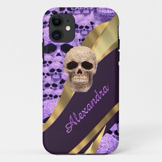 Personalised purple gothic skull Case-Mate iPhone case (Back)