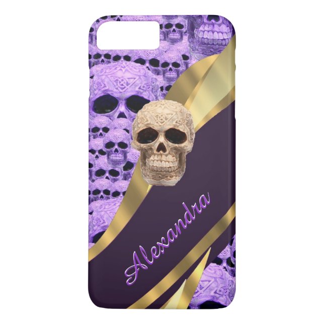 Personalised purple gothic skull Case-Mate iPhone case (Back)