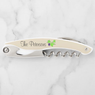 Personalised Purple Grapes~Green Grapevine Leaves Corkscrew