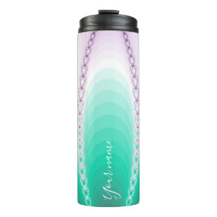 Personalised Purple Green Gradient Fractal Thermal Tumbler