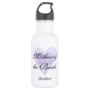 Personalised purple heart wedding water bottles