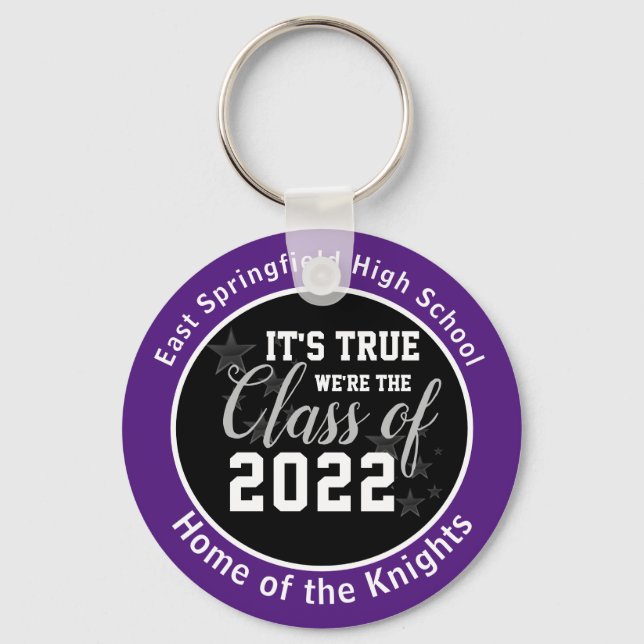 Personalised Purple High School Class of 2022 Key Ring (Front)