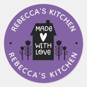 Personalised Purple Homemade With Love Classic Rou Round Sticker