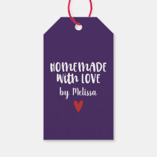 Personalised Purple Homemade With Love Heart Gift Tags