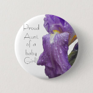 Personalised Purple Iris Proud Aunt 6 Cm Round Badge