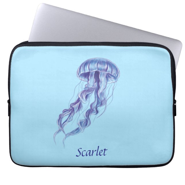 Personalised Purple Jellyfish illustration design Laptop Sleeve (Front)